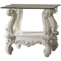 Versailles 82104 End Table In Bone White & Clear Glass